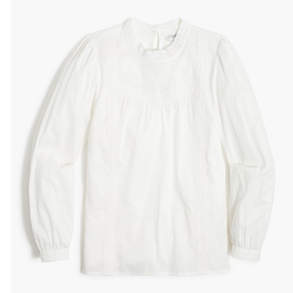J.Crew NWOT Romantic Cotton Top with Lace Detail XS - Picture 2 of 11